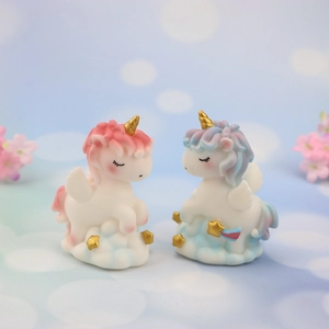 Nordic cartoon unicorn cake topper and car interior resin ornaments with cloud base