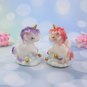 Cute resin unicorn dreamland figurines on clouds for cake toppers or car dashboard decor