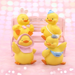 Cute Cartoon Duck Resin Figurine Miniature Ornament For Desktop Decor Car Interior Accessories Cake Topper Gift Toy