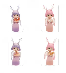 Detailed grid of four dream angel figurines with animals and specific dimensions