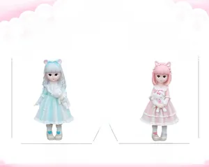 Detail view of cute resin girl figurine showing dimensions of 11.3cm height and 5.3cm width