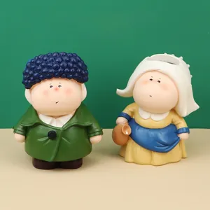 Detail of Van Gogh and Milkmaid resin organizer pots with large storage capacity