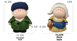 Detailed size view of Van Gogh and Milkmaid inspired resin art storage organizers