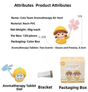 Cute girl car air vent clip with pink windmill and resin cartoon design details