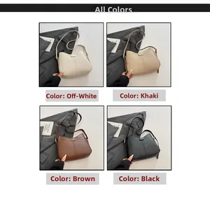 Collage of four minimalist tote bags in off-white, khaki, brown, and black solid colors