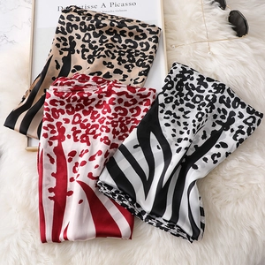 Women's Leopard Zebra Print Satin Scarf Large Thin Sun Protection Shawl Fashion Animal Pattern Wrap Accessories For Ladies