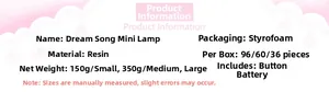 Close-up of the Dream Song night light resin material details and battery battery specifications