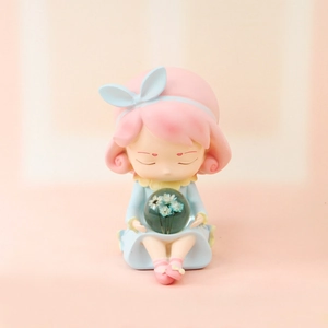 Cute dream-themed girl night light desk ornament with floral glass ball and soft glow