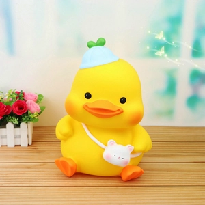 Cartoon Duck Piggy Bank Vinyl Unbreakable Large Capacity Money Saving Box Decorative Ornament Birthday Gift For Kids