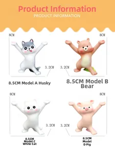 Detailed dimensions of animal pen holders including Husky, Cat, Pig and Bear models