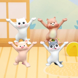 Funny Cartoon Animal Pen Holder Resin Desktop Ornament Cute Cat Husky Bear Pig Lifting Arm Stand For Office Stationery Decorative
