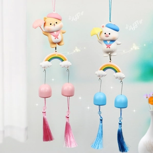 Cute Cartoon Animal Wind Chime Hanging Ornament With Metal Bell Tassel For Bedroom Kids Room Decoration Sweet Birthday Gift