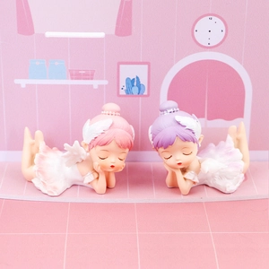Cute resin ballet girl figurines in pink and purple colors for car dashboard decor