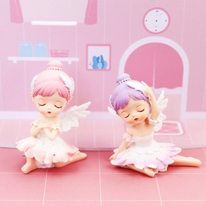 Cartoon Ballet Angel Girl Figurine Resin Vinyl Statue Cute Desktop Ornament Cake Topper Car Dashboard Decor Birthday Gift