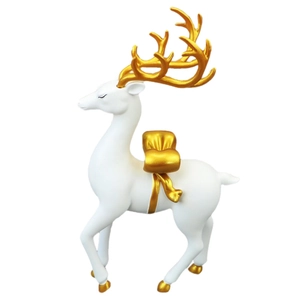 Modern white and gold elk statue home decor sculpture for minimalist living room display