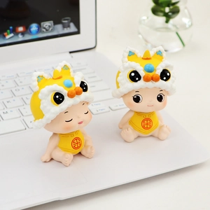 Lindas figuras de leones de estilo chino para salpicadero de coche y mesa de oficina