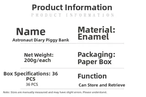 Detailed specifications for large astronaut piggy bank made of durable vinyl material