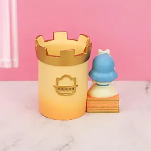 Cute cartoon castle desk organizer for pens and brushes with princess style ornaments