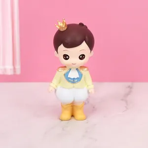 Cute Prince resin figurine with gold crown and starry eyes for car dashboard or cake decor