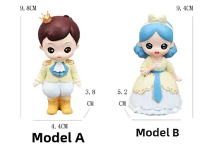 Detailed dimensions of the Little Prince and Princess resin figures showing height and width
