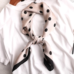 Carré De Satin Femme Rétro Imprimé À Pois Imitation Satin Bandeau Cheveux Foulard Élégant Style Français