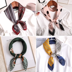 Carré De Satin Synthétique Élégant Motif Paisley Floral Foulard Femme Accessoires Mode Professionnels Style Français