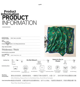 Détail de l'imprimé plume de paon sur foulard en soie verte avec ourlet roulé à la machine