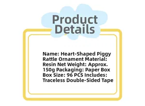 Detailed specifications of heart pig nodding ornament including resin material and 150g weight