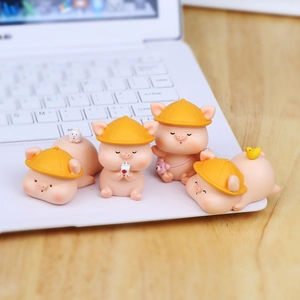 Mignon Cochon Rose Ornement Figurine en Résine Décor de Bureau Style Guérison Statue d'Animal Miniature pour Maison Bureau Voiture