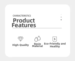 Detail card of cactus bobblehead showing resin material and premium product features