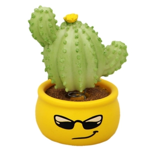 Cute shaking cactus car ornament with spring design and yellow sunglasses pot stand