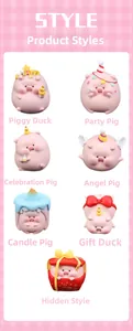 Sammlung von sieben süßen rosa Schweine-Minifiguren in verschiedenen Party-Posen