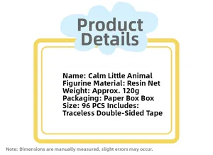 Cute resin animal figurine detail showing 120g weight and adhesive tape accessory