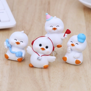 Set of 4 cute resin duck figurines for desk and car interior decor, creative gift set