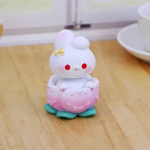 Cute white Tulip Rabbit bobblehead ornament for car dashboard or office desk decor