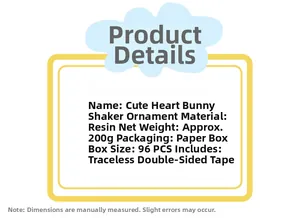 Specifications of rabbit resin bobblehead car ornament with size and material details