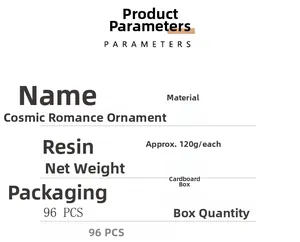 Detailed specifications chart for resin astronaut desktop ornament including weight and material