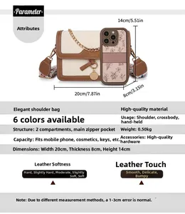 Detailed view of cream quilted shoulder bag with dimensions, weight and interior compartments