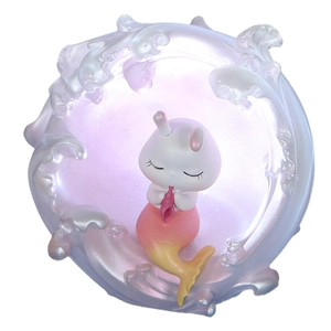 Cute mermaid bunny night light with ocean shell design and pearlescent glowing finish