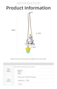 Detailed view of resin swinging duck car pendant with dimensions 39cm by 5.5cm