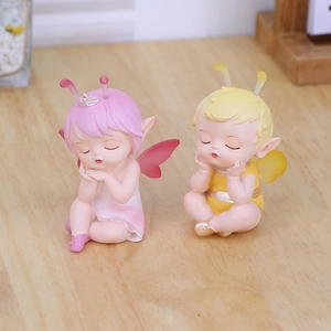 Cute sleeping fairy baby resin figurines for car interior and desktop decoration