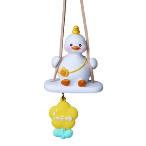 Creative Momo Duck car rear view mirror pendant with sunflower swing and camera bag charm