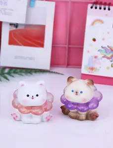 Veilleuses chat mignonnes en résine rose et violette pour décoration de chambre