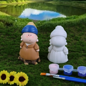 DIY painting kit with cartoon Girl with a Pearl Earring gypsum figure and color pigments