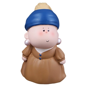 DIY creative resin figurine inspired by Girl with a Pearl Earring in cartoon style