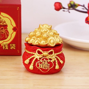 Resin Fortune Bag Money Bag Sculpture Golden Yuanbao Sycee Lucky Feng Shui Ornament For Home Office Car Desktop Decor