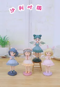Détails de quatre figurines d'anges de dessin animé en résine pour décoration de chambre
