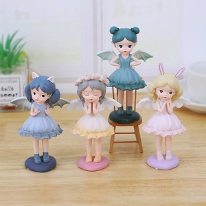 Figurine De Fille Ange En Résine Avec Ailes Ornement De Bureau De Fée Dessin Animé Pour Décoration De Chambre