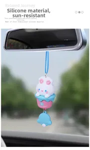 Detail of cute rabbit bubble tea car charm made of heat-resistant silicone drip molding