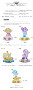 Detail of colorful plated astronaut phone stands in various creative galaxy poses